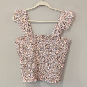 Old Navy Smocked Ruffled‎ Sleeveless Tank Top Cropped size Large